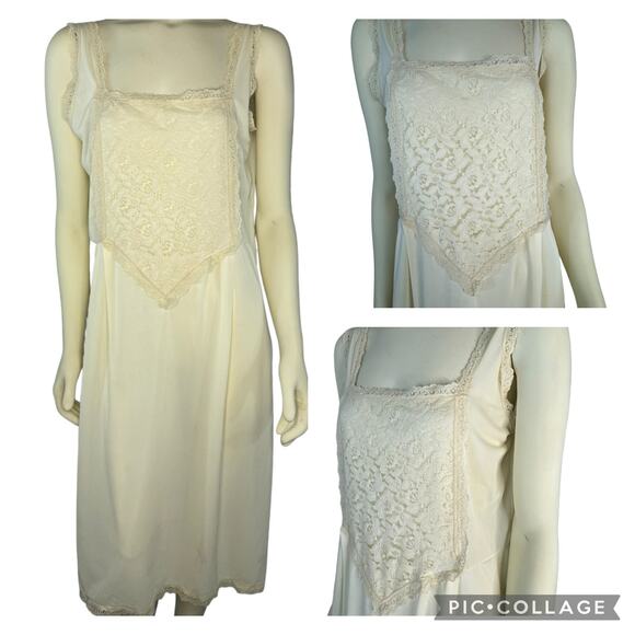 American Vintage 1960's handmade cream lace slip size medium - Picture 16 of 16
